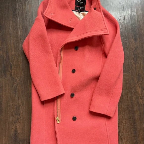 J. Crew Coral Double-Breasted Coat Wool - Picture 4 of 4